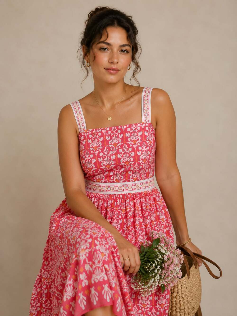 Talbots Mediterranean Resort Maxi Dress Cottagecore Euro Summer Sundress 12